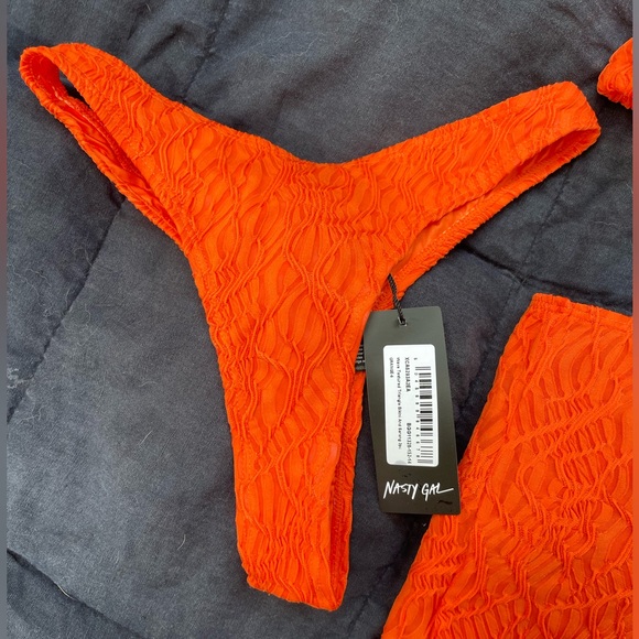 Nasty Gal NWT Wave Textured Orange Bikini and Sarong Set 🌊 - Picture 3 of 5
